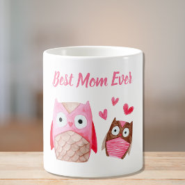Taza De Café Lechuzas de mamá personalizadas rosadas