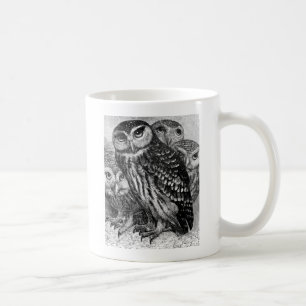 Taza De Café Lechuzas, grabado vintage