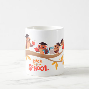 Taza De Café Lechuzas pequeñas de vuelta a la graduación escola