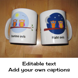 Taza De Café Lechuzas personalizado de noche y día lindo texto