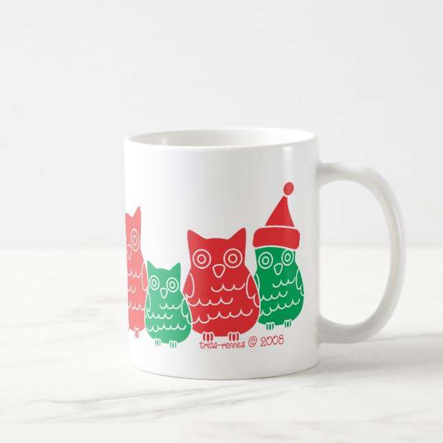 Taza De Café Lechuzas rojas y verdes (Derecha)