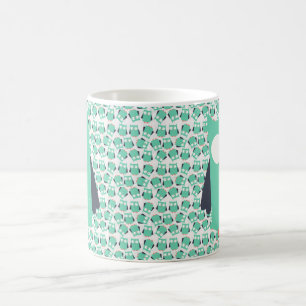 Taza De Café Lechuzas singulares verde azuladas