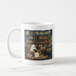 Taza De Café Lector de libros fantasma leyendo libro de literat