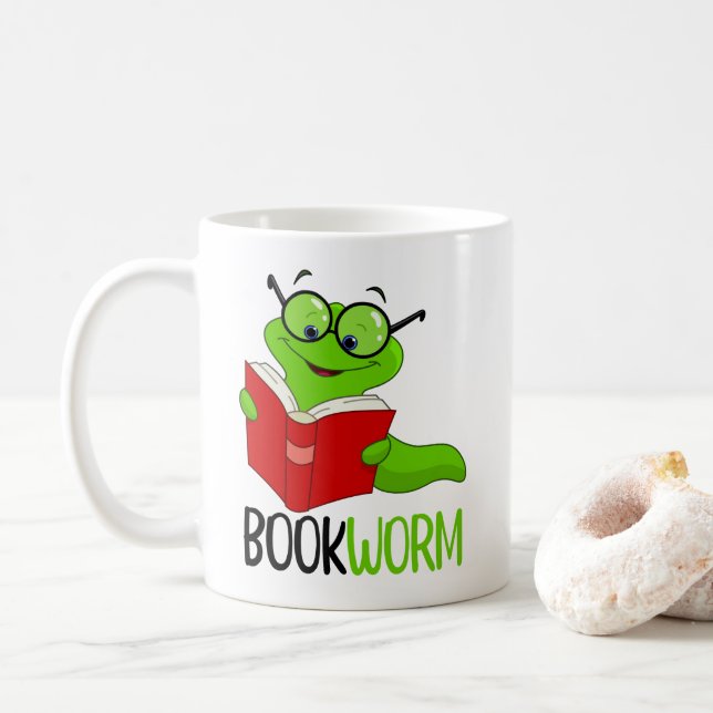 Taza De Café Lector gusano de libro  (Con donut)