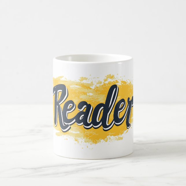 Taza De Café Lector negro y amarillo eslogan (Centro)