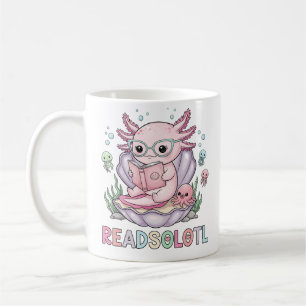 Taza De Café Lectura de Axolotl rosado suave