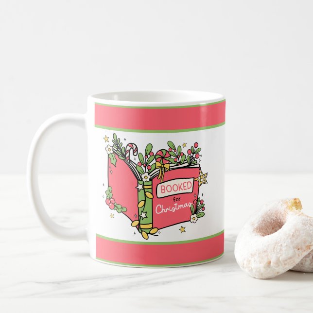 Taza De Café Lectura de Libros de Navidad (Con donut)