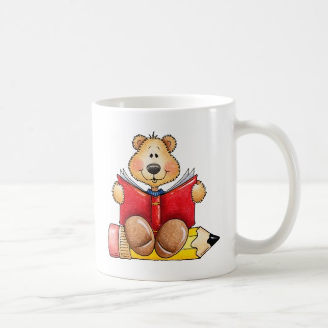 Taza De Café Lectura del oso de peluche (Derecha)