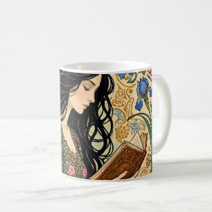 Taza De Café Lectura en el Jardín Art Nouveau