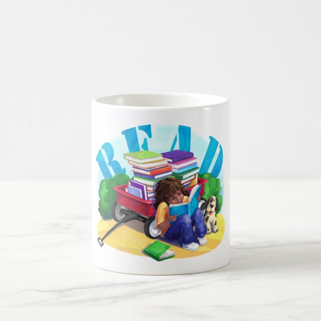 Taza De Café LECTURA LIBRO DE Vagones de arte Café Mug (Centro)