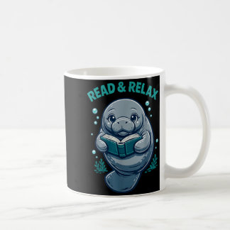 Taza De Café Lee y relaja lector biblioteca de libros manatíes 