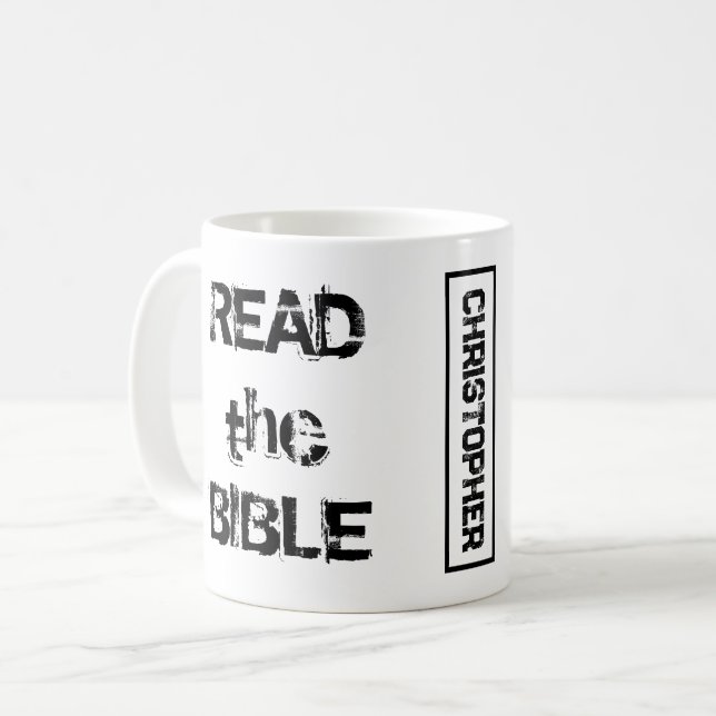 Taza De Café Leer la Biblia Blanco y Negro (Anverso izquierdo)