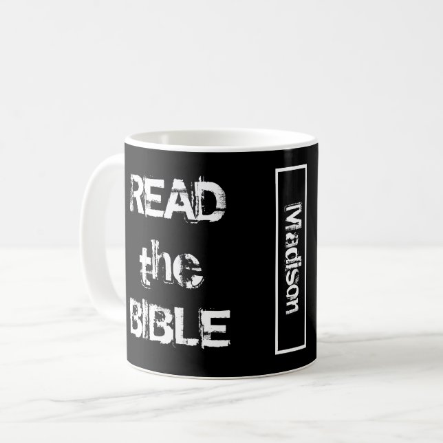 Taza De Café Leer la Biblia en blanco y negro (Anverso izquierdo)