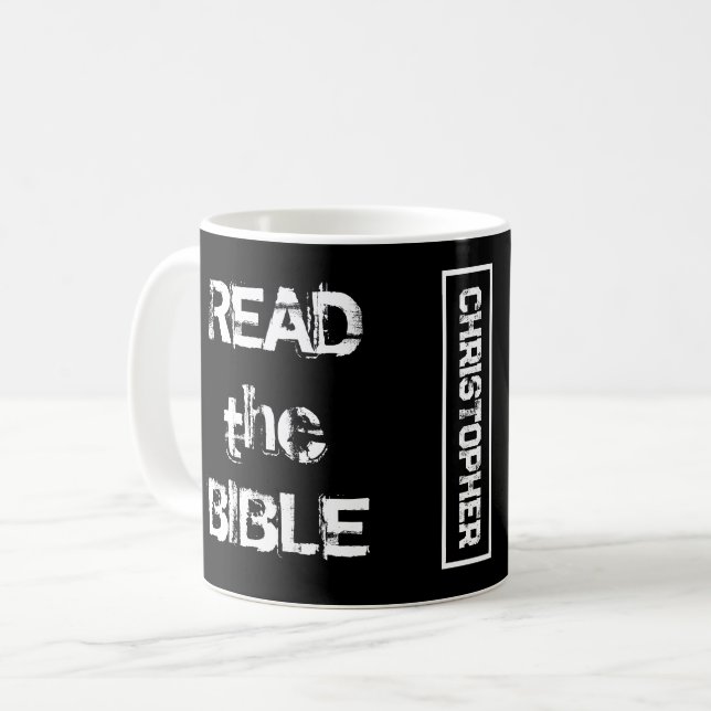 Taza De Café Leer la Biblia en blanco y negro (Anverso izquierdo)