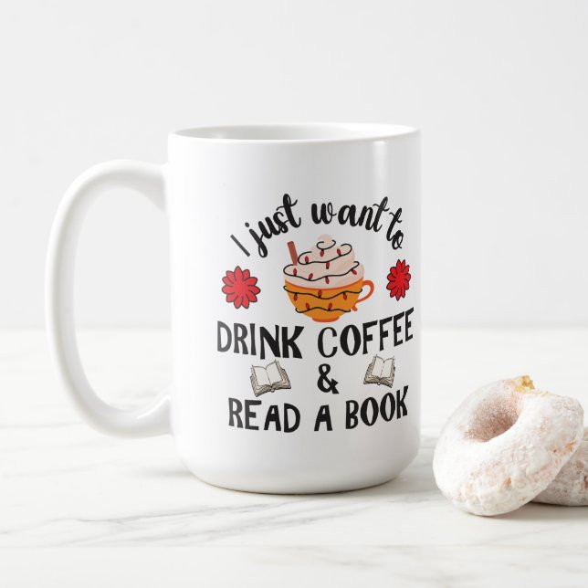 Taza De Café Leer Libro Y Beber Café (Con donut)