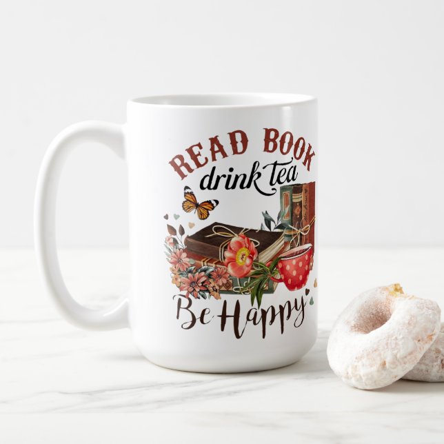 Taza De Café Leer libros, beber té y ser feliz (Con donut)
