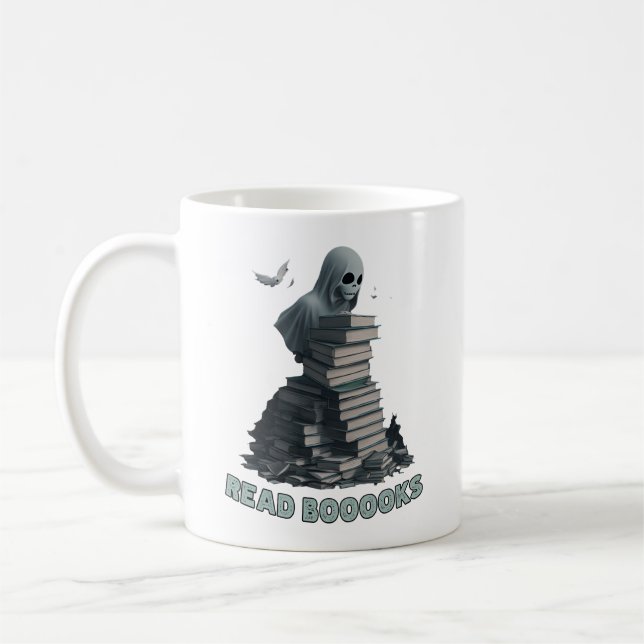 Taza De Café Leer libros, libros de lectura de Ghost (Izquierda)