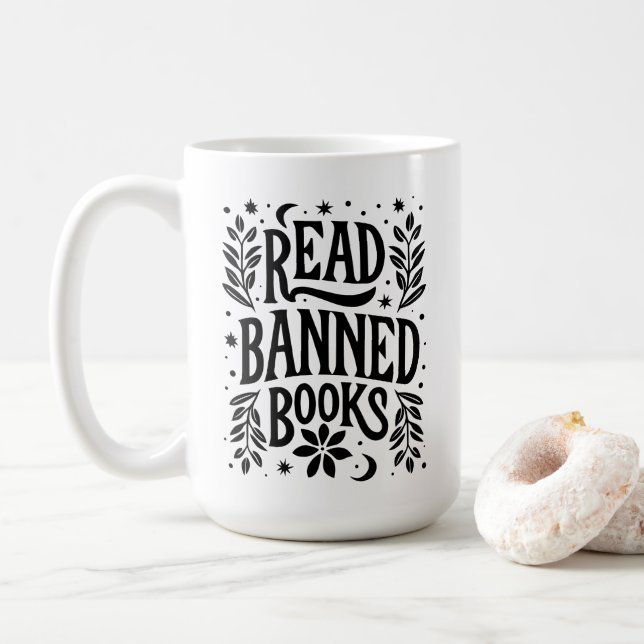 Taza De Café Leer libros prohibidos (Con donut)