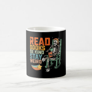 Taza De Café Leer Libros Sé Amable Quédate Extraño Esqueleto