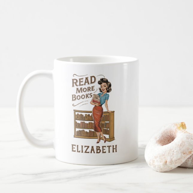 Taza De Café Leer más libros Bookish Lover Cita (Con donut)