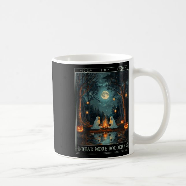 Taza De Café Leer más libros Cute Spooky Ghost Reading Book Tar (Derecha)