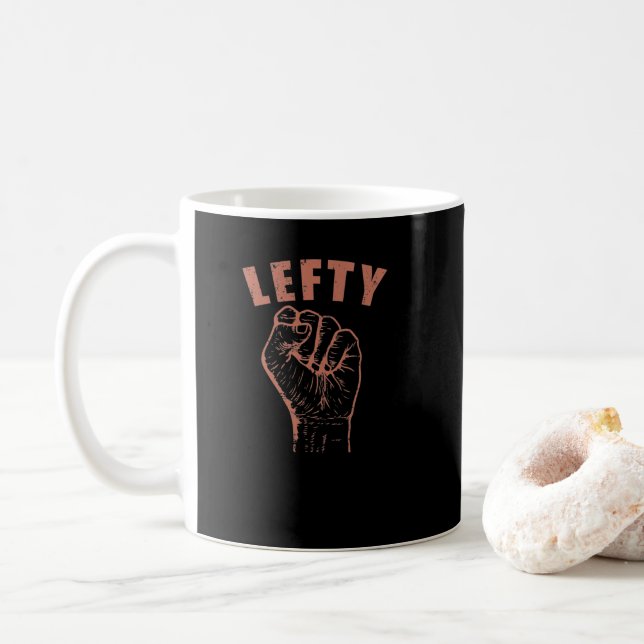 Taza De Café Lefty schreiben Linkshänder Probleme (Con donut)