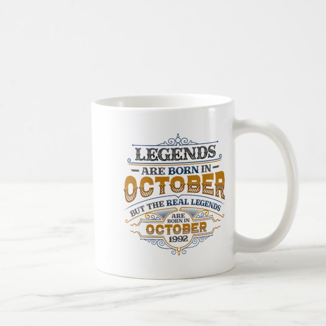 Taza De Café Legends Are Born In October 1992 Womens Birthday C (Derecha)