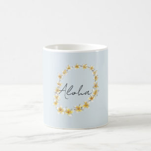 Taza De Café Lei de Flor de Plumeria Blue Aloha