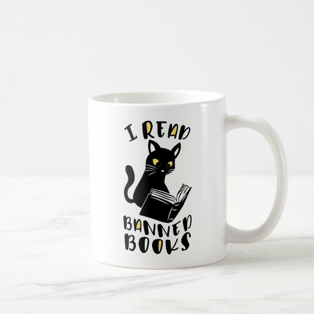 Taza De Café Leí libros prohibidos Cat (Derecha)