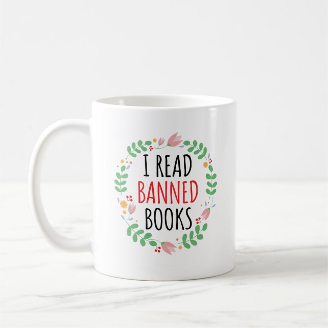 Taza De Café Leí Libros Prohibidos Cita divertida (Izquierda)