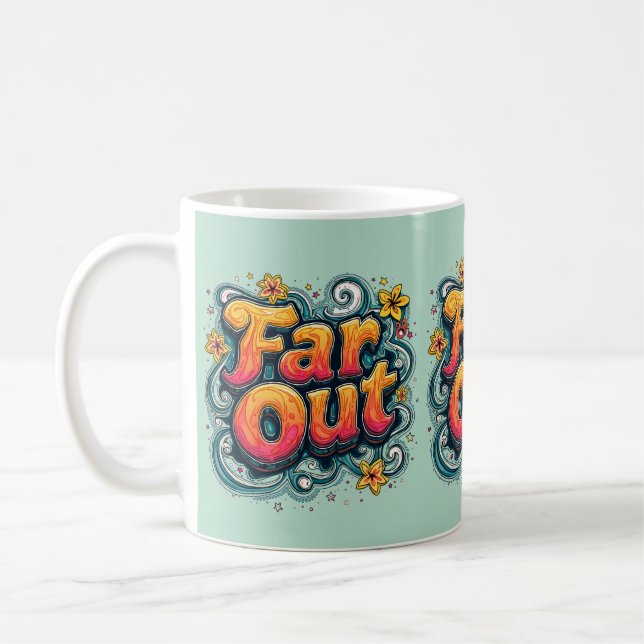 Taza De Café Lejano Retro 70 Psicodelic Groovy Hippie (Izquierda)