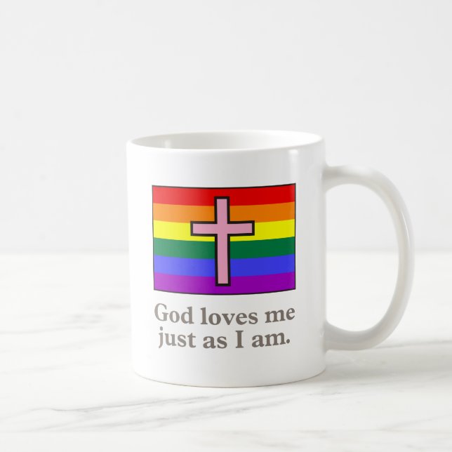 Taza De Café Lema cristiano gay de la bandera (Derecha)