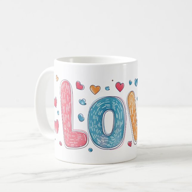 Taza De Café Lema de amor colorido (Anverso izquierdo)
