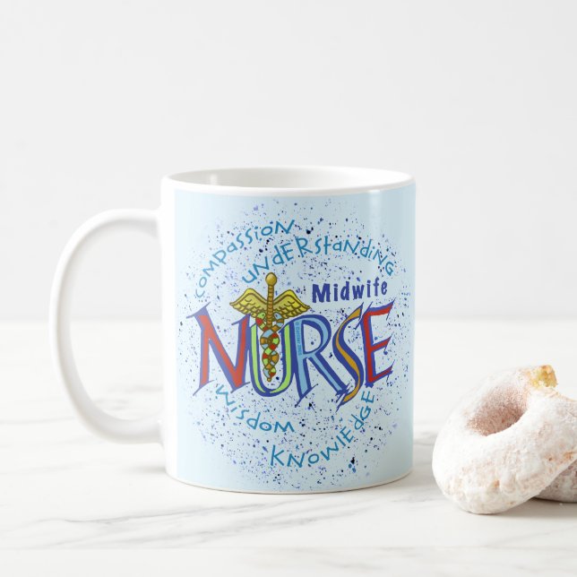 Taza De Café Lema de Enfermera Partera (Con donut)