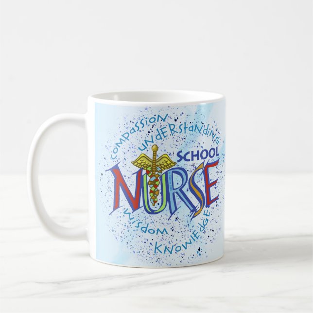 Taza De Café Lema de la Enfermera Escolar (Izquierda)