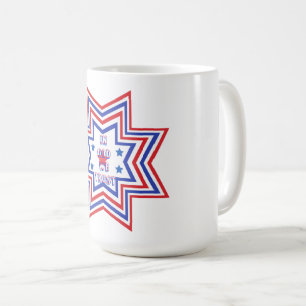 Taza De Café Lema estadounidense de estrella roja, azul y blanc