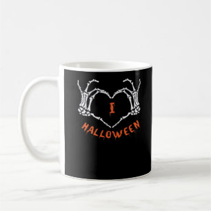 Taza De Café Lema Halloween. Gesto Cardíaco Hecho De Skeleton