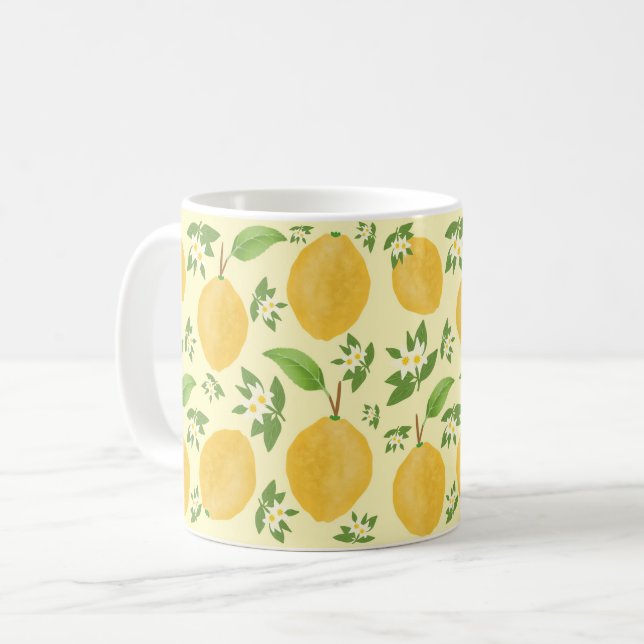 Taza De Café Lemon Bloom Collection patterned yellow (Anverso izquierdo)