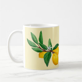 Taza De Café Lemon Leaf Watercolor Design | Citrus Yellow
