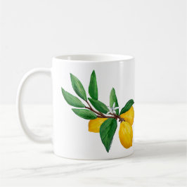 Taza De Café Lemon Leaf Watercolor Design | Fresh Citrus 