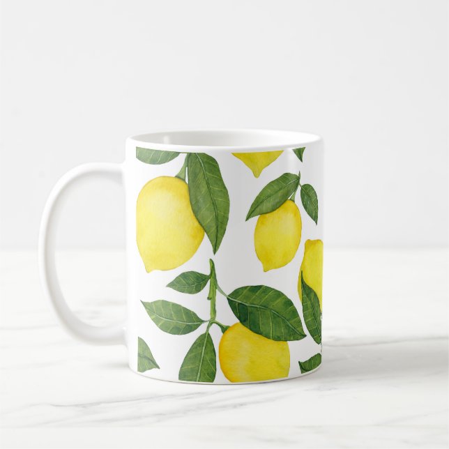 Taza De Café Lemones acuarela: Patrón de frutas de verano (Izquierda)