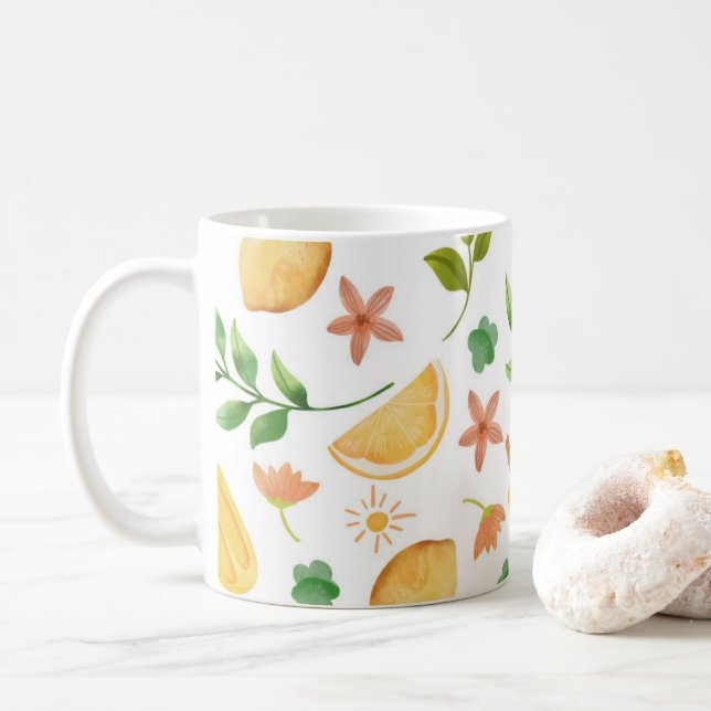 Taza De Café Lemones acuarela y pipetas café taza - Refrescar (Con donut)