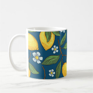 Taza De Café Lemones Amarillos: Patrón de fruta tropical.