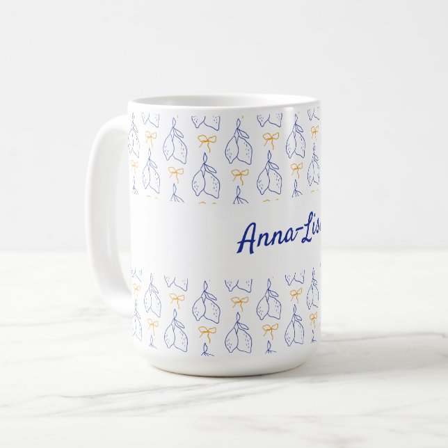 Taza De Café Lemones azules italianos dibujados a mano (Anverso izquierdo)