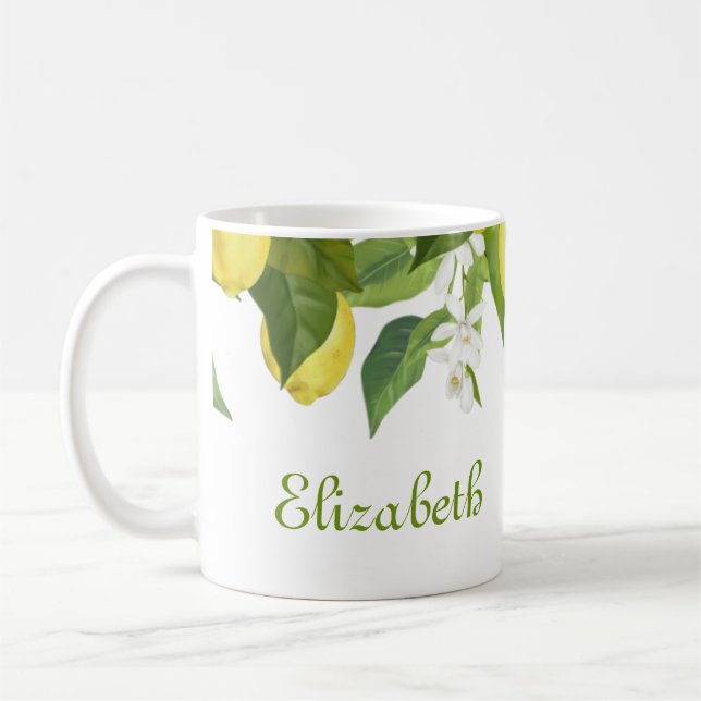 Taza De Café Lemones de acuarela de cítricos amarillos personal (Izquierda)
