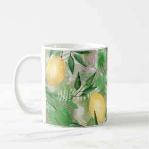 Taza De Café Lemones de color de agua fruta naturaleza cítrico