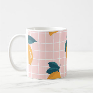 Taza De Café Lemones, geometría retro, patrón veraniego sin cos