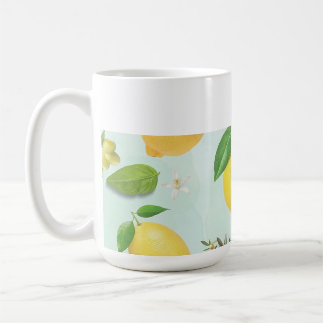 Taza De Café Lemones mediterráneos y aceitunas Cocina Café Mug (Izquierda)