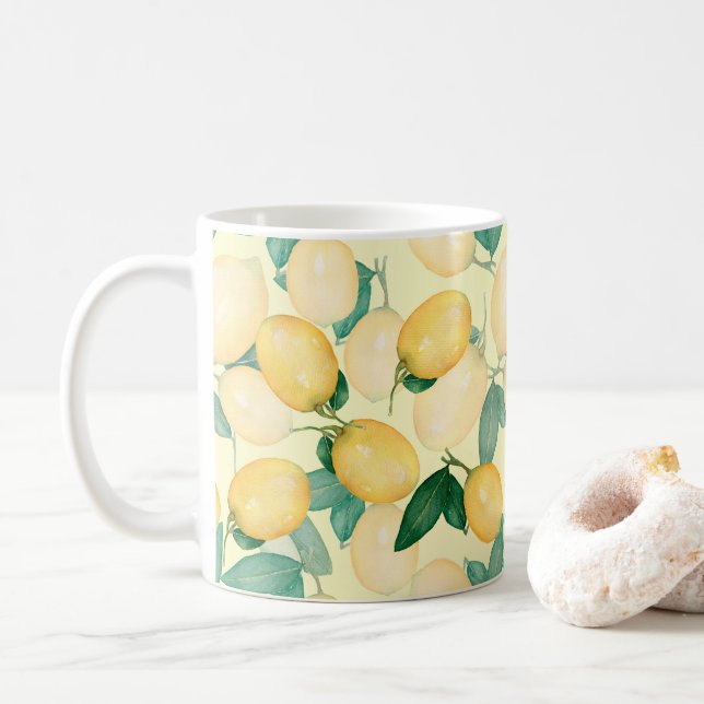 Taza De Café Lemones y acuarela verde (Con donut)