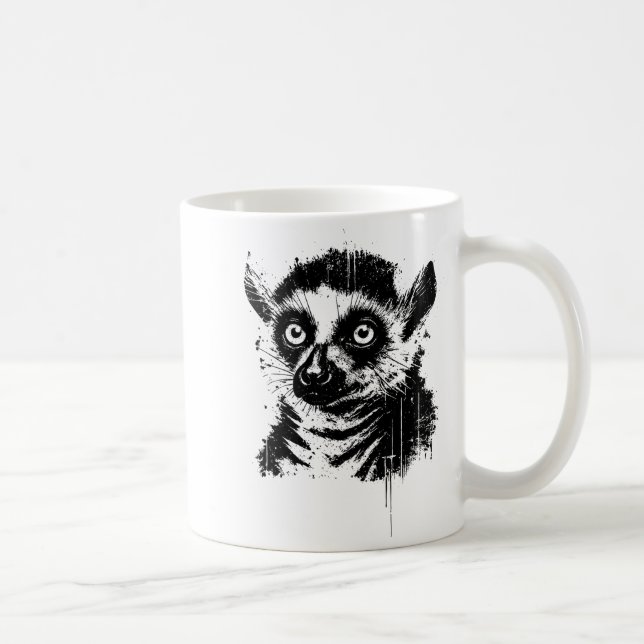 Taza De Café Lemur Ink Art Jungle Madaga Wildlife Rtrait Nge  (Derecha)
